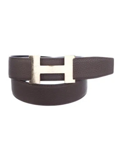 Pre-owned Hermes Reversible 38 Mm Constance Belt Kit In Black/brown