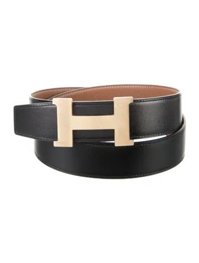 Pre-owned Hermes Reversible 38 Mm Constance Belt Kit In Black/brown