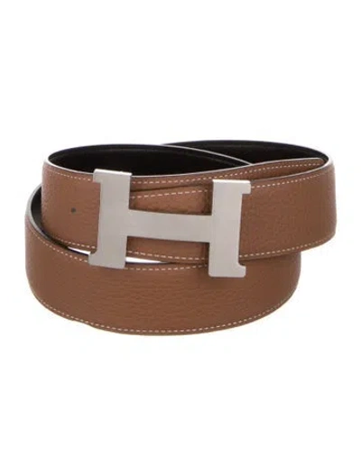 Pre-owned Hermes Reversible 38 Mm Constance Belt Kit In Brown