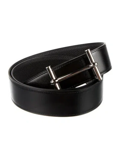 Pre-owned Hermes Reversible 38 Mm H D'ancre Belt Kit In Black