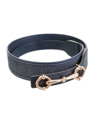 Pre-owned Hermes Reversible 42 Mm Belt Strap Belt Kit In Blue