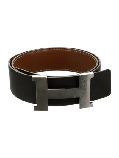Pre-owned Hermes Reversible 42 Mm Constance Belt Kit In Black/brown