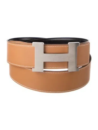 Pre-owned Hermes Reversible 42 Mm Constance Belt Kit In Black/neutrals