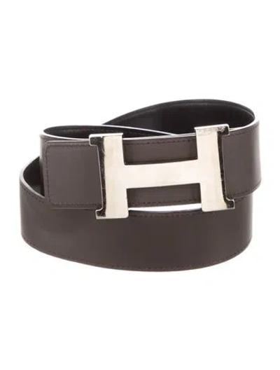 Pre-owned Hermes Reversible 42 Mm H Belt Kit In Black/brown