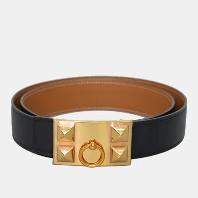 Pre-owned Hermes Reversible Belt With Collier De Chien Buckle
