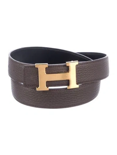 Pre-owned Hermes Reversible Box Leather H Belt Kit In Multi