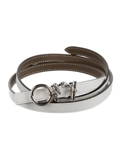 Pre-owned Hermes Reversible Epsom Leather Belt Strap Belt Kit In White