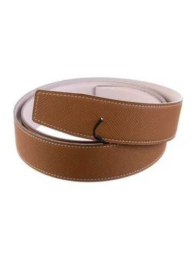 Pre-owned Hermes Reversible Epsom Leather Belt Strap In Brown