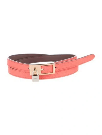 Pre-owned Hermes Reversible Epsom Leather Lucky Belt In Burgundy/pink