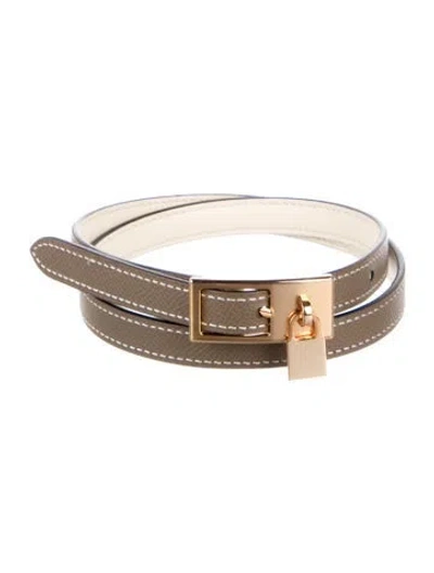 Pre-owned Hermes Reversible Epsom Leather Lucky Belt In Neutral