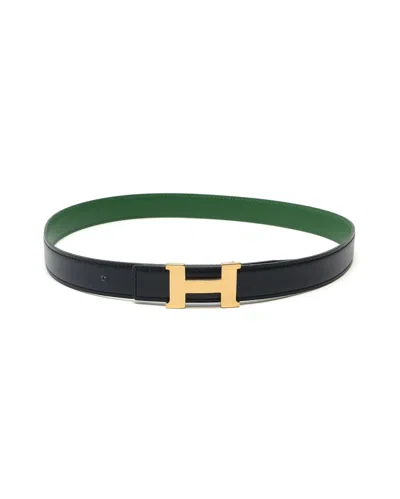 Pre-owned Hermes Hermès Reversible H Belt, Size 75 In Black