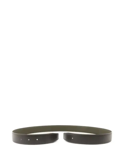 Pre-owned Hermes Reversible Leather Belt Strap In Brown