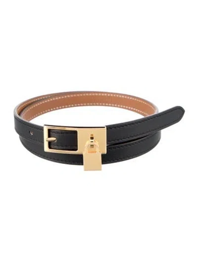 Pre-owned Hermes Reversible Swift Leather Lucky Belt Kit In Black/brown