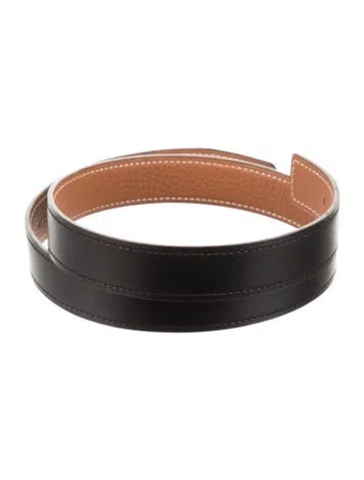 Pre-owned Hermes Reversible Togo Leather Belt Strap In Multi