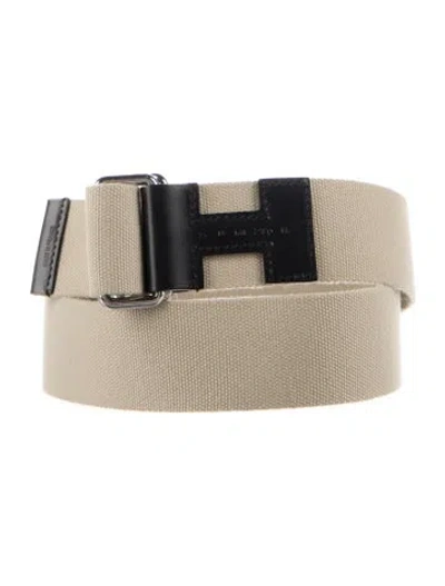 Pre-owned Hermes Reversible Toile H Canvas Nomade Belt In Neutrals