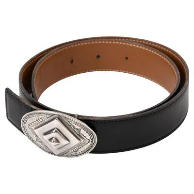 Pre-owned Hermes Hermès Reversible Tuareg Black Gold Belt