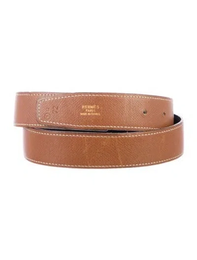 Pre-owned Hermes Reversible Vintage Belt Strap Belt Strap In Brown