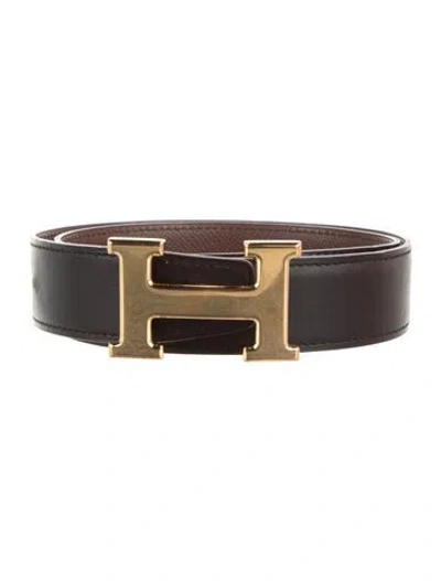 Pre-owned Hermes Reversible Vintage H Belt Kit In Black