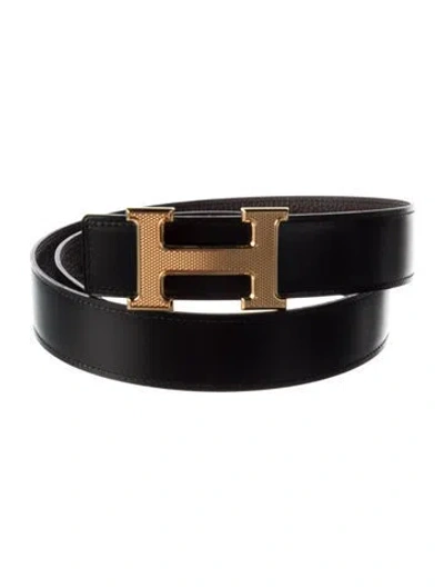 Pre-owned Hermes Reversible Vintage H Belt Kit In Black/brown