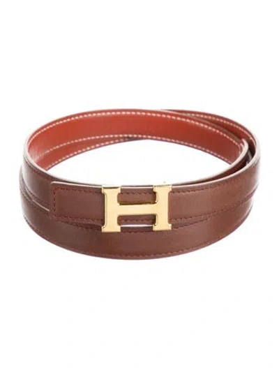 Pre-owned Hermes Reversible Vintage H Belt Kit In Red