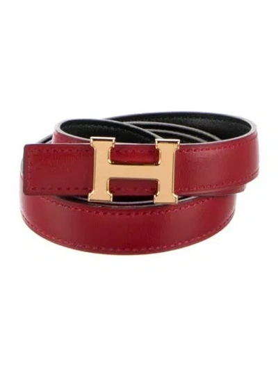 Pre-owned Hermes Reversible Vintage H Belt Kit In Red