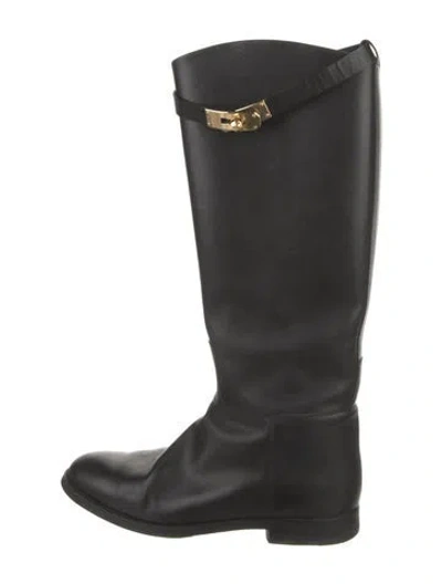 Pre-owned Hermes Riding Calfskin Riding Boots In Black