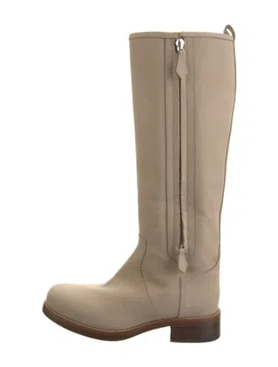 Pre-owned Hermes Riding Leather Riding Boots In Neutral