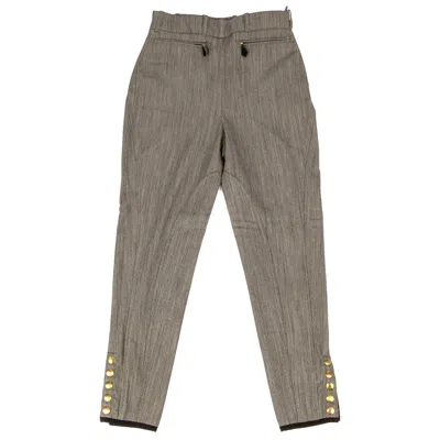 Pre-owned Hermes Riding Pant Vintage 5 Coveted Gold Clou De Selle Ankle Snaps 38 / 4 In Gray