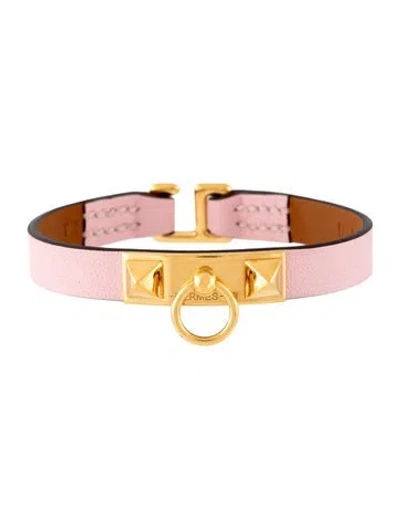 Pre-owned Hermes Riivale Mini Bracelet, 6" In Pink