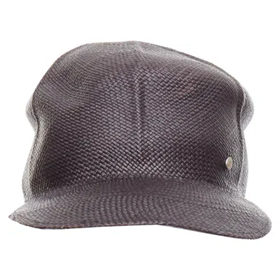 Pre-owned Hermes Riley Panama Black Straw Small Silver Logo Cotton Lined Cap Hat 57cm