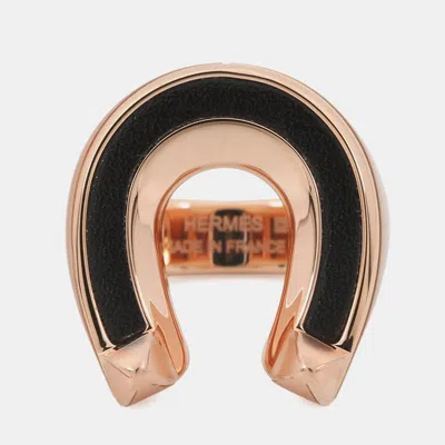 Pre-owned Hermes Ring "joquette" Size Gm/53 Black Metal