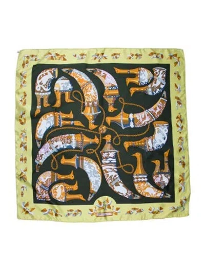 Pre-owned Hermes Ritote Silk Scarf In Green