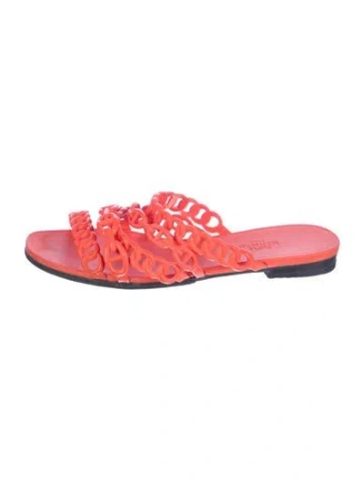 Pre-owned Hermes Rivage Chaîne D'ancre Insignia Slides In Pink