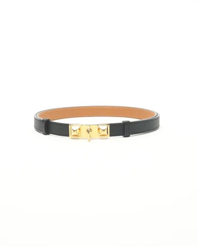 Pre-owned Hermes Hermès Rivale 18 Belt In Black