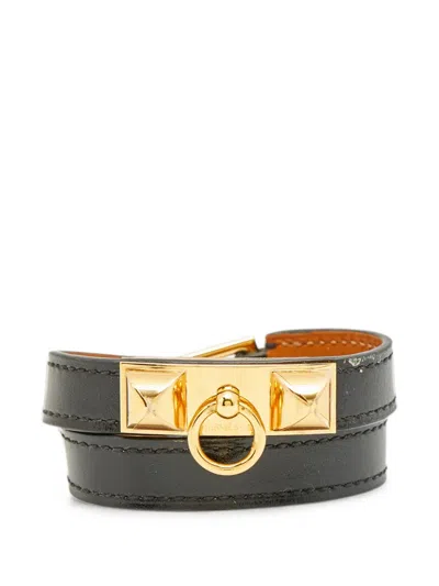 Pre-owned Hermes Rivale Double Tour Bracelet In Gold