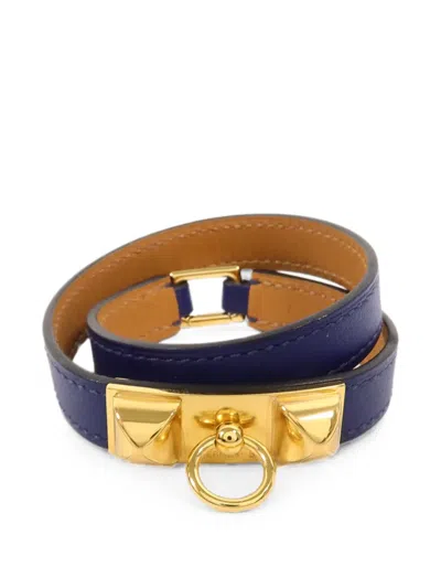 Pre-owned Hermes Rivale Double Tour Bracelet In Gold