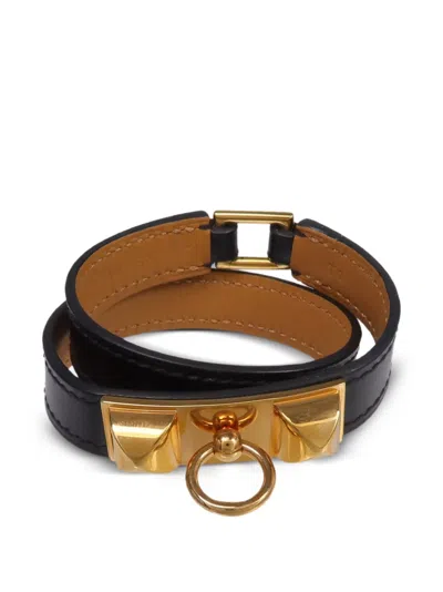 Pre-owned Hermes Rivale Double Tour Bracelet In Gold