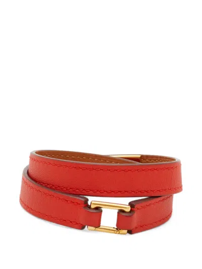 Pre-owned Hermes Rivale Double Tour Bracelet In Gold