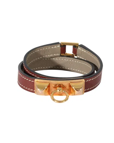 Hermes Hermès Rivale Double Tour Bracelet In Brown Swift Calfskin