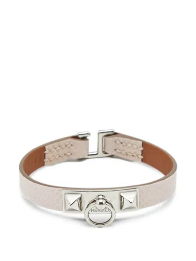 Pre-owned Hermes Rivale Leather Bracelet In Pink