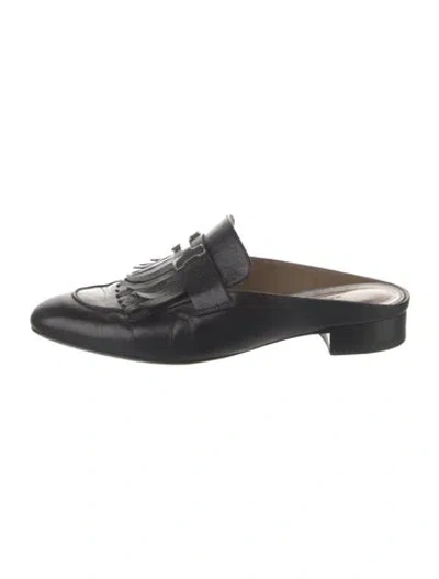 Pre-owned Hermes Rivoli H Logo Mules In Black