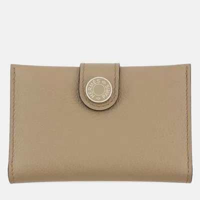 Pre-owned Hermes Rms Card Case Beige De Weimar Evercolor In Sand