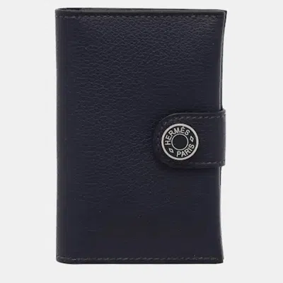 Pre-owned Hermes Hermès Rms Evercolor & Cardholder Blue Nuit Phw In Navy Blue