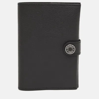 Pre-owned Hermes R.m.s Passport Holder Noir Evercolor Leather In Black