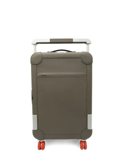 Pre-owned Hermes R.m.s Pebbled Suitcase In Grey