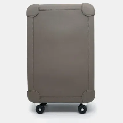 Pre-owned Hermes Rms Rolling Mobility Suitcase Etain Taurillon Clemence In Gray
