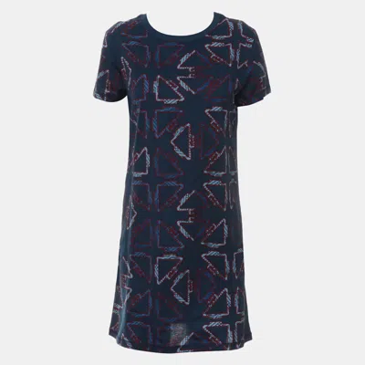 Pre-owned Hermes Hermès Robe Droite Tatersales Straight Dress In Blue