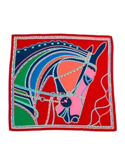 Pre-owned Hermes Robe Du Soir Cashmere Shawl In Red