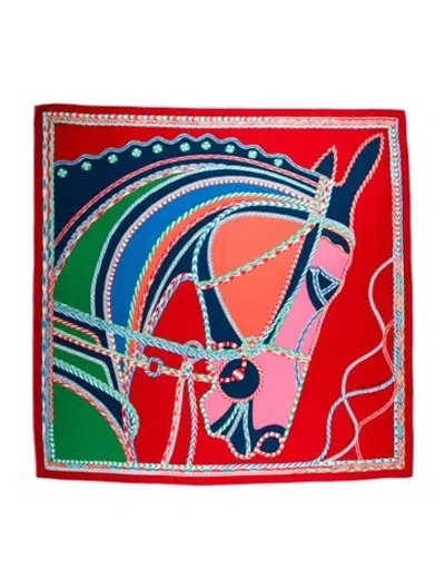 Pre-owned Hermes Robe Du Soir Cashmere Shawl In Red