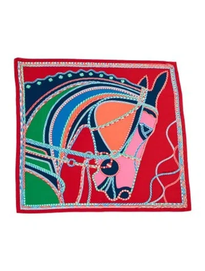 Pre-owned Hermes Robe Du Soir Cashmere Shawl In Red